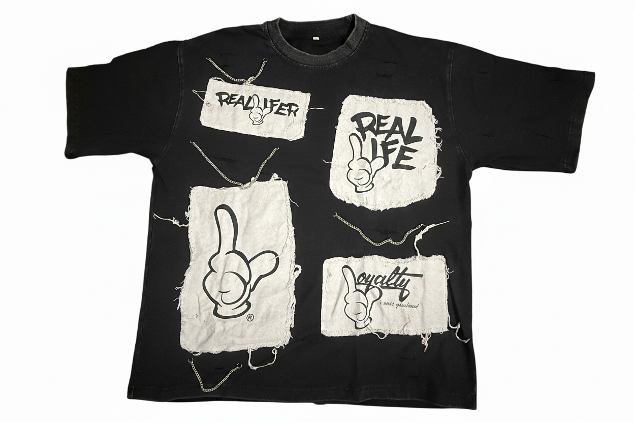 Black Reallife Patch Tees