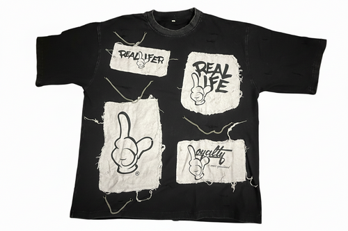 Black Reallife Patch Tees