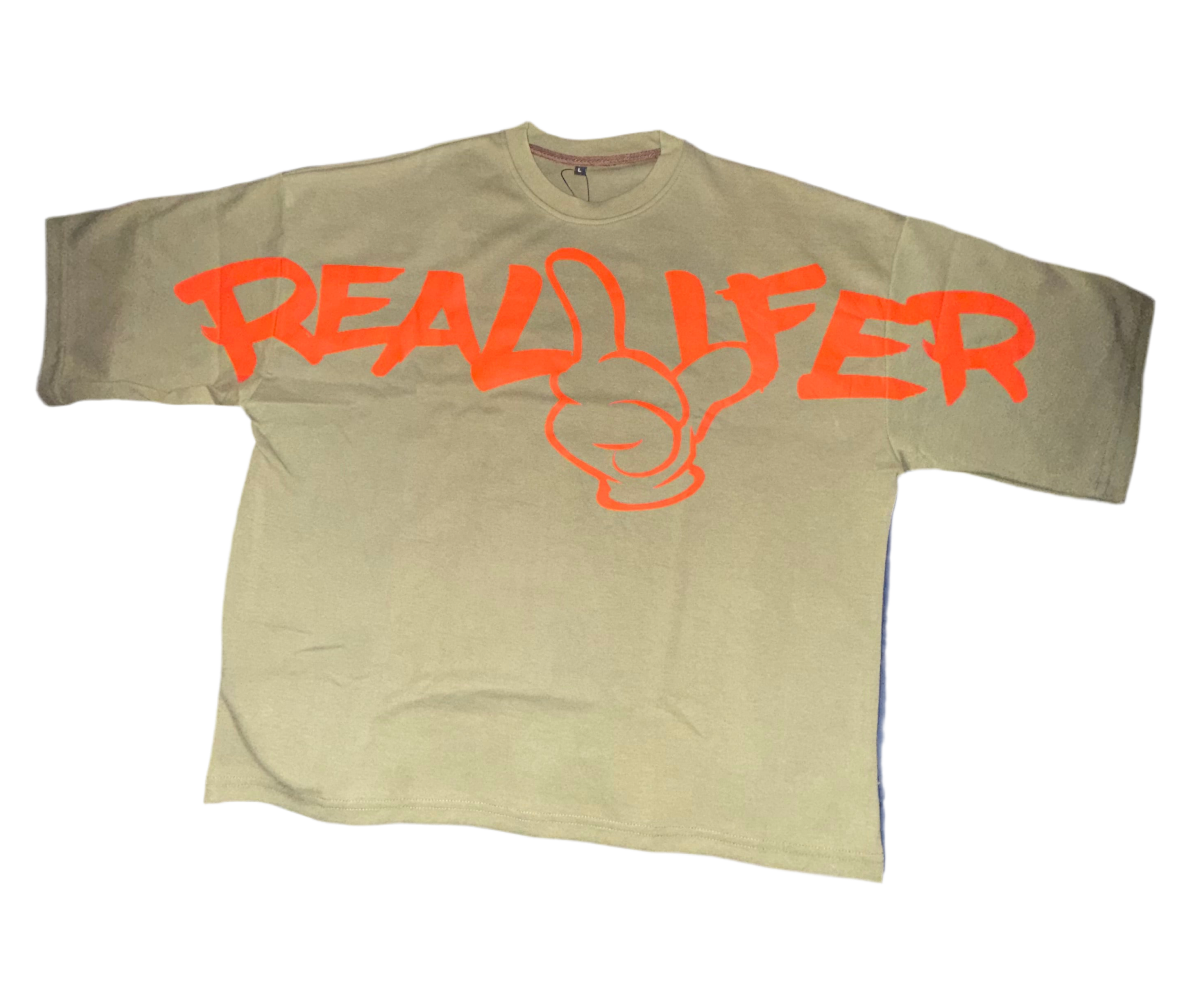 Reallifer Crop Tee (Olive green & Orange)