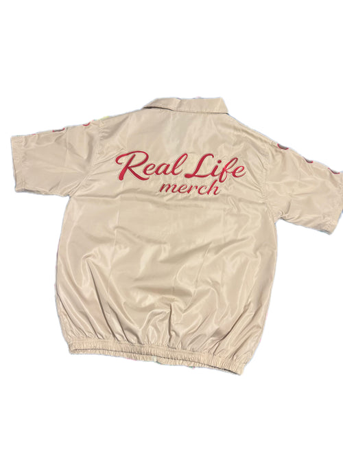 Reallife windbreaker  cream/ red short set